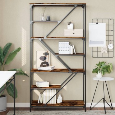 vidaXL Βιβλιοθήκη Καπνιστή Δρυς 91x36x176cm Επεξεργ. Ξύλο/Ατσάλι 1 τεμ.