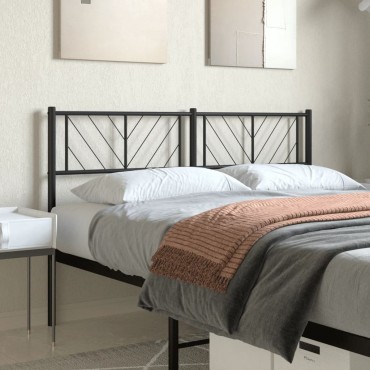 vidaXL Κεφαλάρι Μαύρο Μεταλλικό 142x3x90cm 1 τεμ.