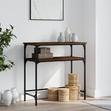 vidaXL Τραπέζι Κονσόλα Καφέ Δρυς 75x35,5x75cm Επεξεργασμένο Ξύλο 1 τεμ.