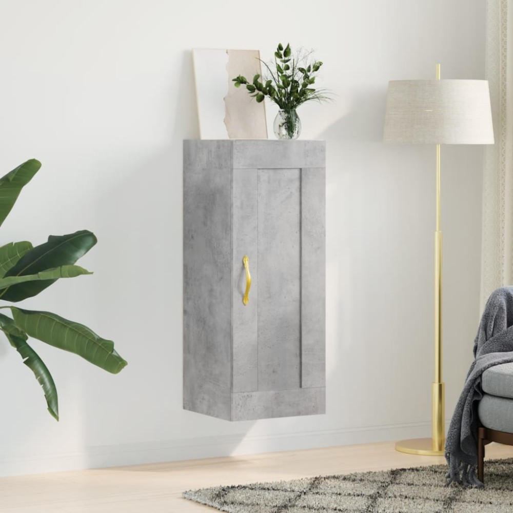 vidaXL Ντουλάπι Τοίχου Γκρι Σκυροδέματος 34,5x34x90cm Επεξεργ. Ξύλο 1 τεμ.