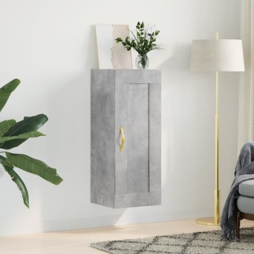 vidaXL Ντουλάπι Τοίχου Γκρι Σκυροδέματος 34,5x34x90cm Επεξεργ. Ξύλο 1 τεμ.