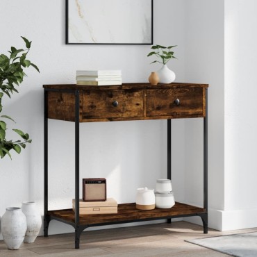 vidaXL Τραπέζι Κονσόλα Καπνιστή Δρυς 75x34,5x75cm Επεξεργ. Ξύλο 1 τεμ.