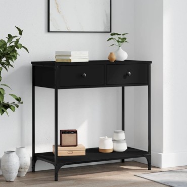 vidaXL Τραπέζι Κονσόλα Μαύρο 75x34,5x75cm από Επεξεργ. Ξύλο 1 τεμ.
