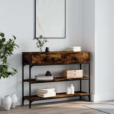 vidaXL Τραπέζι Κονσόλα Καπνιστή Δρυς 100x25x75cm Επεξεργ. Ξύλο 1 τεμ.