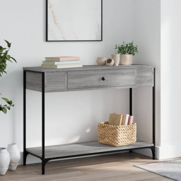 vidaXL Τραπέζι Κονσόλα Γκρι Sonoma 100x34,5x75cm Επεξεργασμένο Ξύλο 1 τεμ.