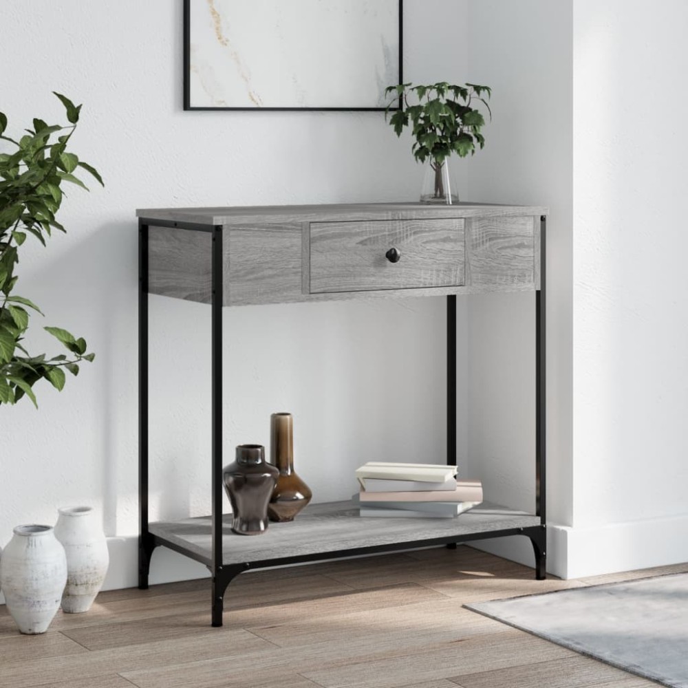 vidaXL Τραπέζι Κονσόλα Γκρι Sonoma 75x34,5x75cm Επεξεργασμένο Ξύλο 1 τεμ.