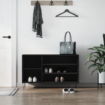 vidaXL Παπουτσοθήκη Μαύρο 102x36x60cm από Επεξεργασμένο Ξύλο