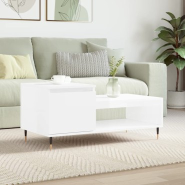 vidaXL Τραπεζάκι Σαλονιού Γυαλ. Λευκό 100x50x45cm Επεξεργ. Ξύλο 1 τεμ.