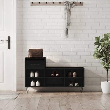 vidaXL Παπουτσοθήκη Μαύρο 102x36x60cm από Επεξεργασμένο Ξύλο