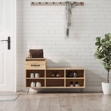 vidaXL Παπουτσοθήκη Sonoma Δρυς 102x36x60cm από Επεξεργασμένο Ξύλο