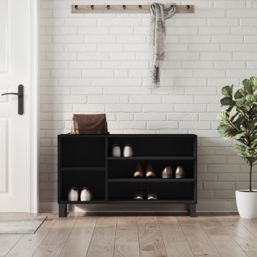 vidaXL Παπουτσοθήκη Μαύρο 102x36x60cm από Επεξεργασμένο Ξύλο