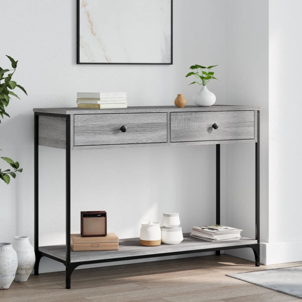 vidaXL Τραπέζι Κονσόλα Γκρι Sonoma 100x34,5x75cm Επεξεργασμένο Ξύλο 1 τεμ.