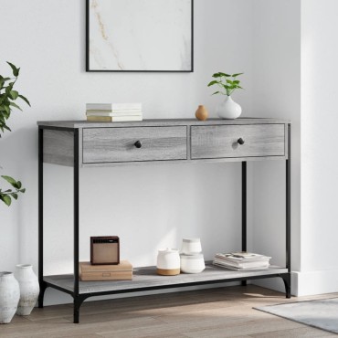 vidaXL Τραπέζι Κονσόλα Γκρι Sonoma 100x34,5x75cm Επεξεργασμένο Ξύλο 1 τεμ.