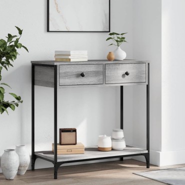 vidaXL Τραπέζι Κονσόλα Γκρι Sonoma 75x34,5x75cm Επεξεργασμένο Ξύλο 1 τεμ.