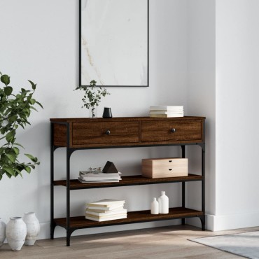 vidaXL Τραπέζι Κονσόλα Καφέ Δρυς 100x25x75cm Επεξεργασμένο Ξύλο 1 τεμ.