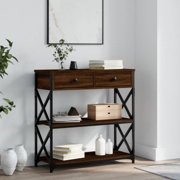 vidaXL Τραπέζι Κονσόλα Καφέ Δρυς 75x28x75cm Επεξεργασμένο Ξύλο 1 τεμ.