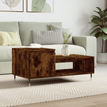 vidaXL Τραπεζάκι Σαλονιού Καπνιστή Δρυς 100x50x45cm Επεξεργασμ. Ξύλο 1 τεμ.