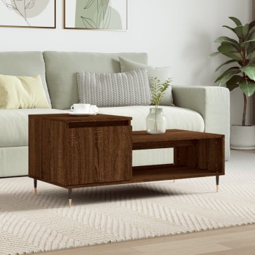 vidaXL Τραπεζάκι Σαλονιού Καφέ Δρυς 100x50x45cm Επεξεργασμ. Ξύλο 1 τεμ.