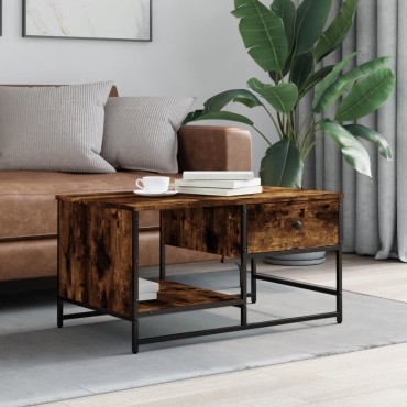 vidaXL Τραπεζάκι Σαλονιού Καπνιστή Δρυς 85,5x51x45cm Επεξεργ. Ξύλο 1 τεμ.