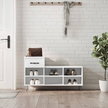 vidaXL Παπουτσοθήκη Λευκή 102x36x60cm από Επεξεργασμένο Ξύλο
