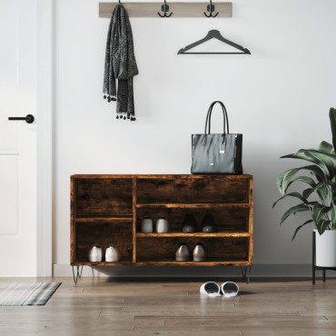 vidaXL Παπουτσοθήκη Καπνιστή Δρυς 102x36x60cm από Επεξεργασμένο Ξύλο