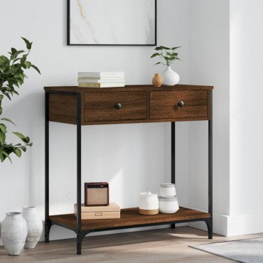 vidaXL Τραπέζι Κονσόλα Καφέ Δρυς 75x34,5x75cm Επεξεργασμένο Ξύλο 1 τεμ.