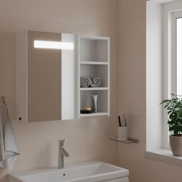 vidaXL Καθρέφτης Μπάνιου με Ντουλάπι & LED Λευκό 60x13x52cm 1 τεμ.