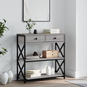 vidaXL Τραπέζι Κονσόλα Γκρι Sonoma 75x28x75cm Επεξεργασμένο Ξύλο 1 τεμ.