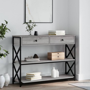 vidaXL Τραπέζι Κονσόλα Γκρι Sonoma 100x28x75cm Επεξεργασμένο Ξύλο 1 τεμ.