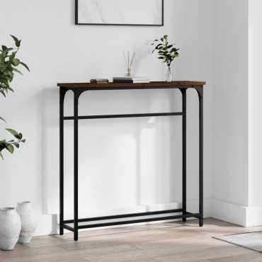 vidaXL Τραπέζι Κονσόλα Καφέ Δρυς 75x19,5x75cm από Επεξεργ. Ξύλο 1 τεμ.