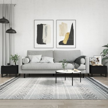 vidaXL Τραπεζάκια Σαλονιού 2 τεμ. Μαύρα 50x46x35cm Επεξεργ. Ξύλο