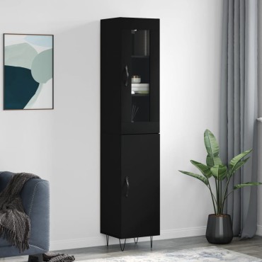 vidaXL Ντουλάπι Μαύρο 34,5x34x180cm από Επεξεργασμένο Ξύλο 1 τεμ.