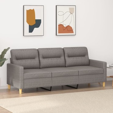 vidaXL Καναπές Τριθέσιος Taupe Υφασμάτινος 198x77x80cm 1 τεμ.