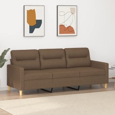 vidaXL Καναπές Τριθέσιος Καφέ Υφασμάτινος 198x77x80cm 1 τεμ.