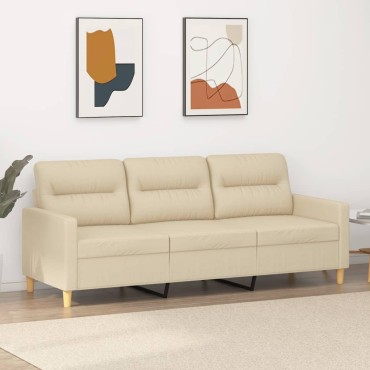 vidaXL Καναπές Τριθέσιος Κρεμ Υφασμάτινος 198x77x80cm 1 τεμ.