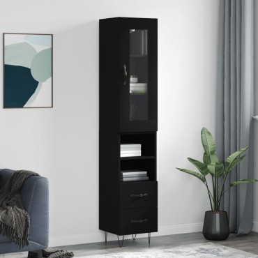 vidaXL Ντουλάπι Μαύρο 34,5x34x180cm από Επεξεργασμένο Ξύλο 1 τεμ.