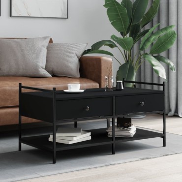 vidaXL Τραπεζάκι Σαλονιού Μαύρο 99x50x50cm Επεξεργασμένο Ξύλο 1 τεμ.
