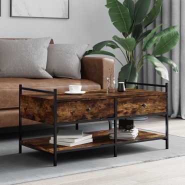 vidaXL Τραπεζάκι Σαλονιού Καπνιστή Δρυς 99x50x50cm Επεξεργασμ. Ξύλο 1 τεμ.