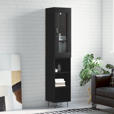 vidaXL Ντουλάπι Μαύρο 34,5x34x180cm από Επεξεργασμένο Ξύλο 1 τεμ.