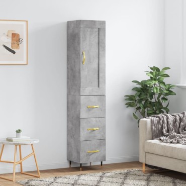 vidaXL Ντουλάπι Γκρι Σκυροδέματος 34,5x34x180cm Επεξεργασμένο Ξύλο 1 τεμ.