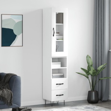 vidaXL Ντουλάπι Λευκό 34,5x34x180cm από Επεξεργασμένο Ξύλο 1 τεμ.