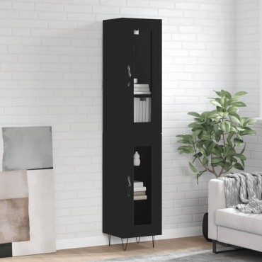 vidaXL Ντουλάπι Μαύρο 34,5x34x180cm από Επεξεργασμένο Ξύλο 1 τεμ.