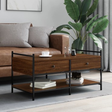 vidaXL Τραπεζάκι Σαλονιού Καφέ Δρυς 99x50x50cm Επεξεργασμένο Ξύλο 1 τεμ.