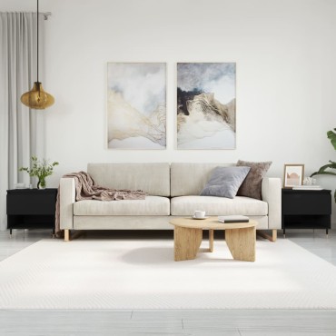 vidaXL Τραπεζάκια Σαλονιού 2 τεμ. Μαύρα 50x46x50cm Επεξεργασμένο Ξύλο