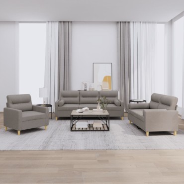 vidaXL Σετ Σαλονιού 3 τεμ. Taupe από Ύφασμα 78x77x80cm  Διθέσιος Τριθέσιος