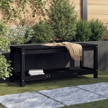 vidaXL Παγκάκι Κήπου Μαύρο 108x35x45cm από Μασίφ Ξύλο Πεύκου 1 τεμ.