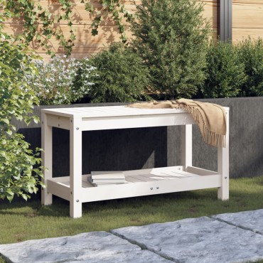 vidaXL Παγκάκι Κήπου Λευκό 82,5x35x45cm από Μασίφ Ξύλο Πεύκου 1 τεμ.
