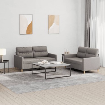 vidaXL Πολυθρόνες Σετ 2 τεμ. Taupe από Ύφασμα με Μαξιλάρια 138x77x80cm  Διθέσιος