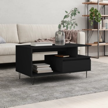 vidaXL Τραπεζάκι Σαλονιού Μαύρο 90x49x45cm Επεξεργασμένο Ξύλο 1 τεμ.