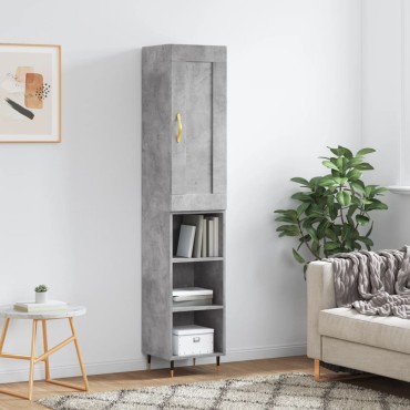 vidaXL Ντουλάπι Γκρι Σκυροδέματος 34,5x34x180cm Επεξεργασμένο Ξύλο 1 τεμ.